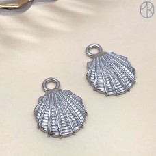 19*13 мм, Подвеска ракушка серая эмаль, цвет серебро