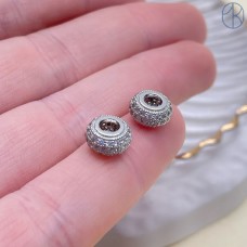 2,8*7,5мм Цвет серебро, Бусина - разделитель цирконы  