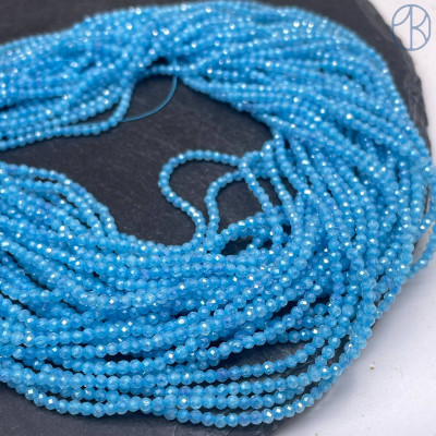 2 мм, Циркон огранка голубой №1 с эффектом снежного кварца (кубический цирконий, фианит) 