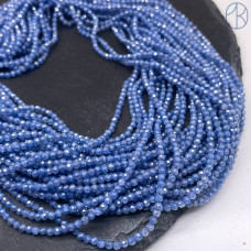 2 мм, Циркон огранка синий с эффектом снежного кварца (кубический цирконий, фианит) 