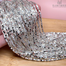 2 мм Гематин имитация, цвет светлое серебро, куб