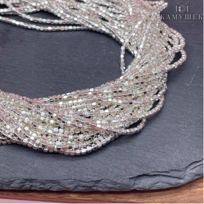 2 мм Гематин имитация, цвет светлое серебро многогранник