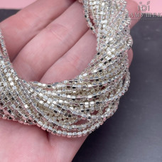 2 мм Гематин имитация, цвет светлое серебро многогранник