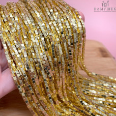 2 мм Гематин имитация, цвет светлое золото, куб УЦЕНКА