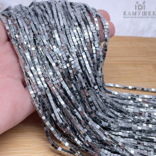 2 мм Гематин имитация, цвет темное серебро, куб