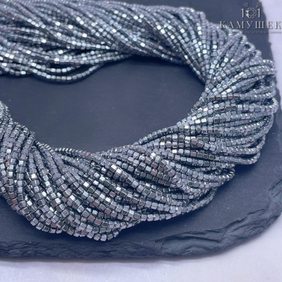 2 мм Гематин имитация, цвет темное серебро многогранник