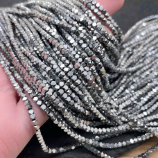2 мм, Гематин имитация куб огранка темное серебро