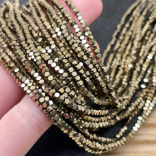 2 мм, Гематин имитация куб огранка темное золото