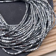 2 мм Гематин, куб округленные стороны, темное серебро имитация