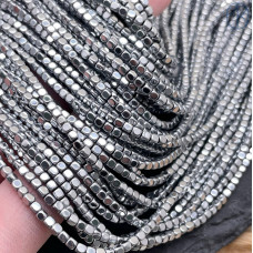 2 мм Гематин, куб округленные стороны, темное серебро имитация