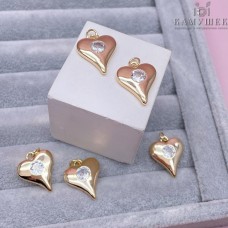 20*16 мм Цвет золото, Подвеска сердце циркон