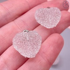 20*19,5 мм, Цвет серебро, Подвеска Сердце сахарное белое