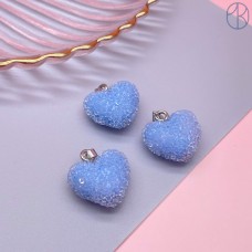 20*19,5 мм, Цвет серебро, Подвеска Сердце сахарное голубое