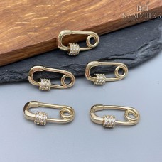 20,5*10,6 мм Цвет золото, Замок Винтовой булавка цирконы