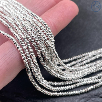 2х1 мм, Гематин имитация рондель алмазная огранка светлое серебро