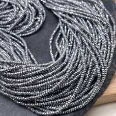 2х1 мм, Гематин имитация рондель алмазная огранка темное серебро