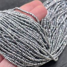 2х1 мм, Гематин имитация рондель алмазная огранка темное серебро