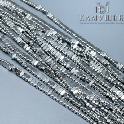 2х4 мм, Гематин имитация плоский прямоугольник темное серебро