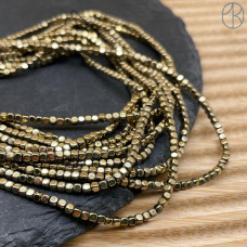 2мм Гематин, куб округленные стороны, темное золото имитация