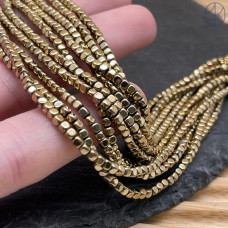 2мм Гематин, куб округленные стороны, темное золото имитация