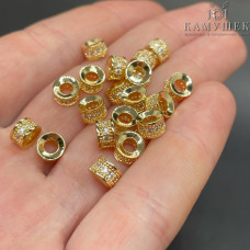 3,5*6мм Цвет золото, Бусина - разделитель цирконы  