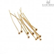 3,5 см*0,6 мм Цвет золото, Пины шарик 2 мм мягкие уп. 20 шт Люкс
