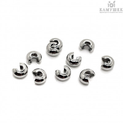 3 мм, Бусина маскировочная, цвет серебро 10шт. 