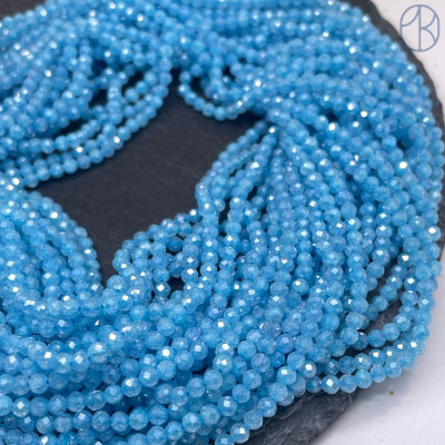 3 мм, Циркон огранка голубой №1 с эффектом снежного кварца (кубический цирконий, фианит) 