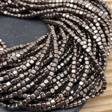 3 мм Гематин имитация, цвет коричневый №2, куб округленные стороны