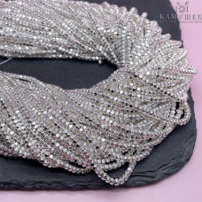 3 мм Гематин имитация, цвет светлое серебро многогранник