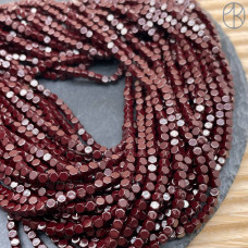 3 мм, Гематин имитация куб огранка темно-бордовый