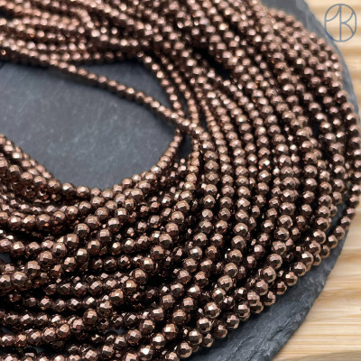 3 мм, Гематин имитация огранка круглая коричневый