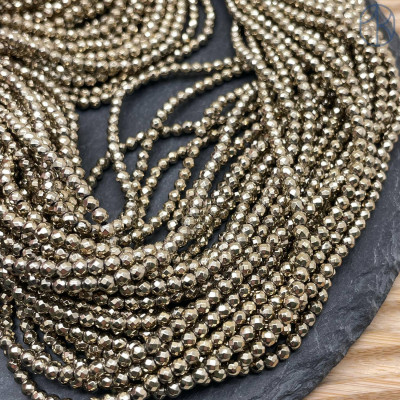 3 мм, Гематин имитация огранка круглая темное золото