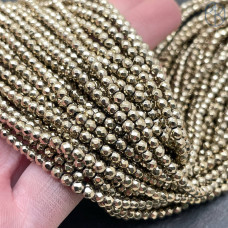 3 мм, Гематин имитация огранка круглая темное золото