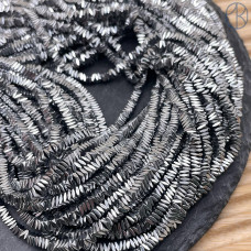 3 мм, Гематин имитация плоский квадрат темное серебро