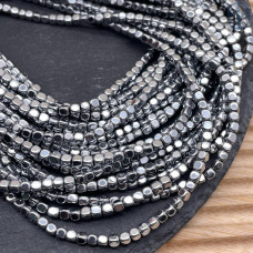 3 мм Гематин, куб округленные стороны, темное серебро имитация