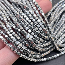 3 мм Гематин, куб округленные стороны, темное серебро имитация