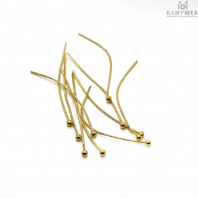 3 см*0,6 мм Цвет золото, Пины шарик 2 мм мягкие уп. 10 шт Люкс GK860/Z060011-7