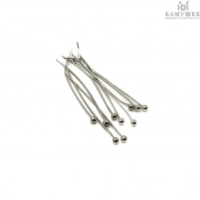 3 смх0,6 мм Цвет серебро, Пины шарик 2 мм мягкие уп. 10 шт Люкс