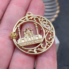 30 мм, цвет золото, Подвеска Мечеть полумесяц