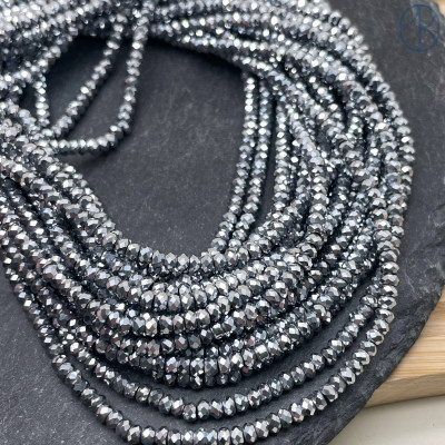 3х2 мм, Гематин имитация рондель алмазная огранка темное серебро