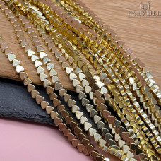 4 мм Гематин, цвет светлое золото, сердце плоское имитация 