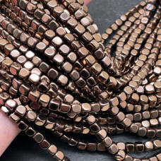 4 мм Гематин имитация, цвет коричневый, куб округленные стороны