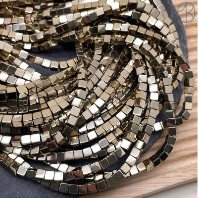 4 мм Гематин имитация, цвет темное золото №1, куб