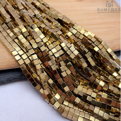 4 мм Гематин имитация, цвет темное золото, куб №2 