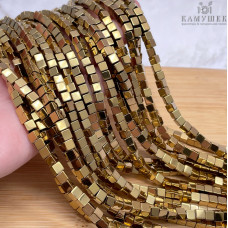 4 мм Гематин имитация, цвет темное золото, куб №2 