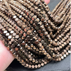 4 мм, Гематин имитация куб огранка коричневый