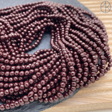4 мм Гематин имитация огранка, цвет темно-бордовый