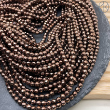 4 мм, Гематин имитация огранка круглая коричневый