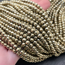 4 мм, Гематин имитация огранка круглая темное золото